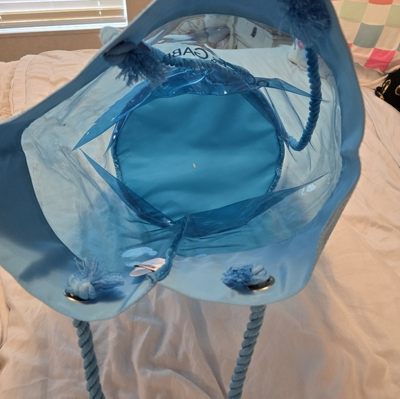 Dolce & GABBANA Large Beach Bag Tote see-through Blue with Rope Handles - Picture 2 of 2